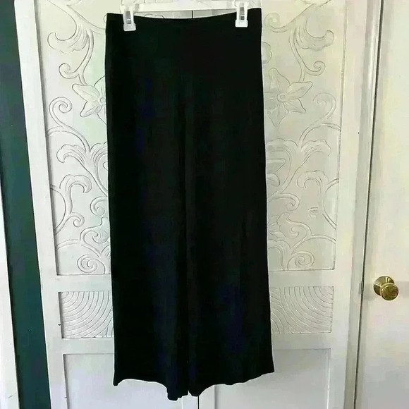 Aritzia Wilfred Sheer Flowy Wide Leg Ankle Pull On Pant Elastic Waist Black Sz M - Picture 1 of 11
